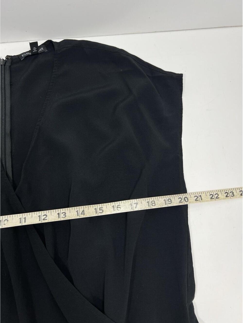 Eileen Fisher Black Wide Leg Jumpsuit Drawstring Waist Sz L Cropped Boho - Picture 9 of 9
